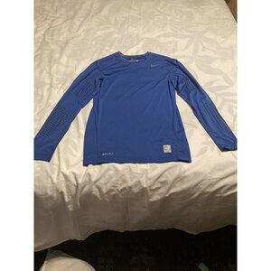 Nike Pro Combat Dri Fit Compression Long Sleeve Blue Athletic Shirt Large Men